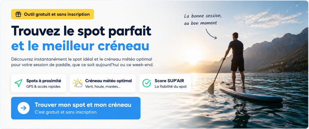 Trouvez le spot parfait et le meilleur créneau - Aide à la décision Stand Up Paddle